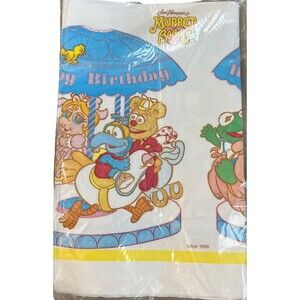 Vtg CA Reed Paper Table Cover Cloth Muppets Characters Jim Hensons 52in by 96in